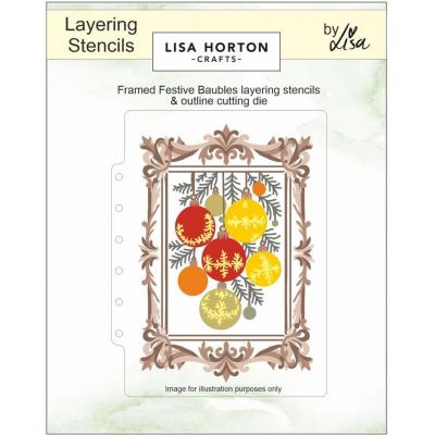 Lisa Horton Crafts Layering Stencils + Stanze - Framed Festive Baubles